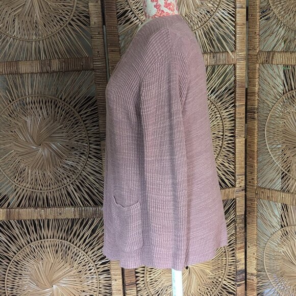 MADEWELL Postscript Linen Cotton Cardigan Sweater Dusty Pink - GUC Sz L - Picture 4 of 7